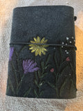 Handcrafted Leather Wildflower Journal Cover | Custom Tooled Leather Notebook Wrap