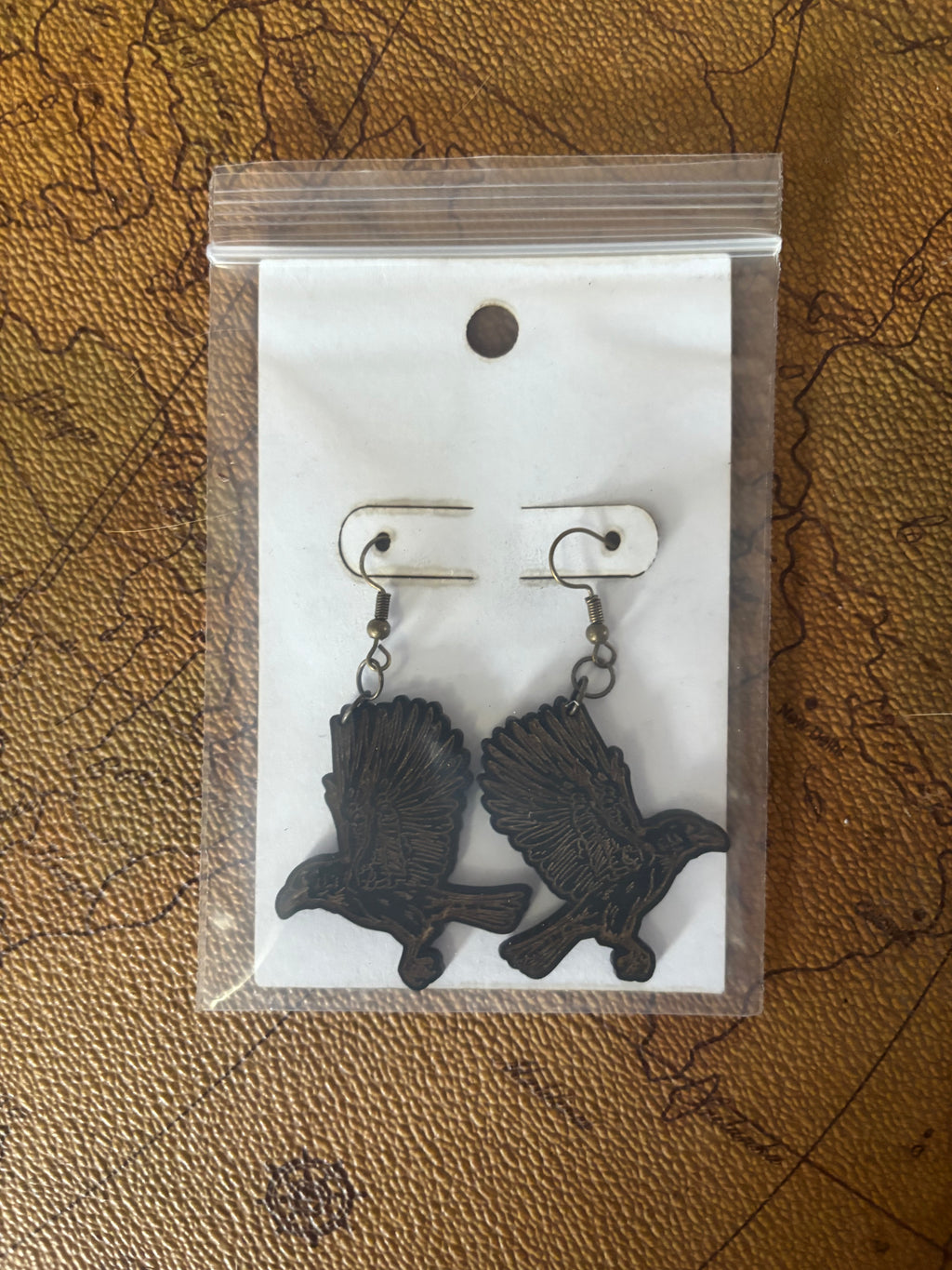 Raven Wooden Earrings – Laser Cut Bird Silhouette