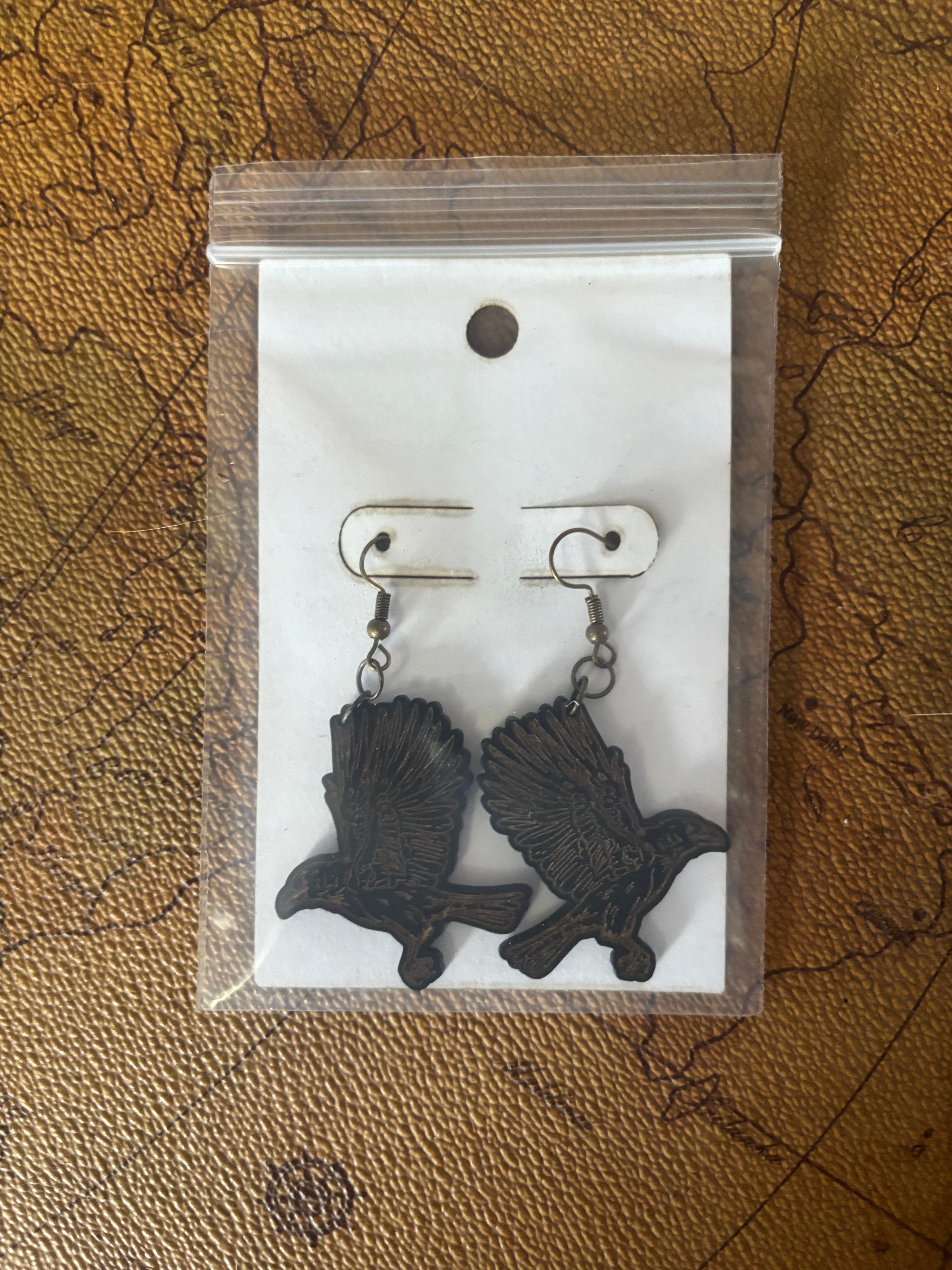 Raven Wooden Earrings – Laser Cut Bird Silhouette