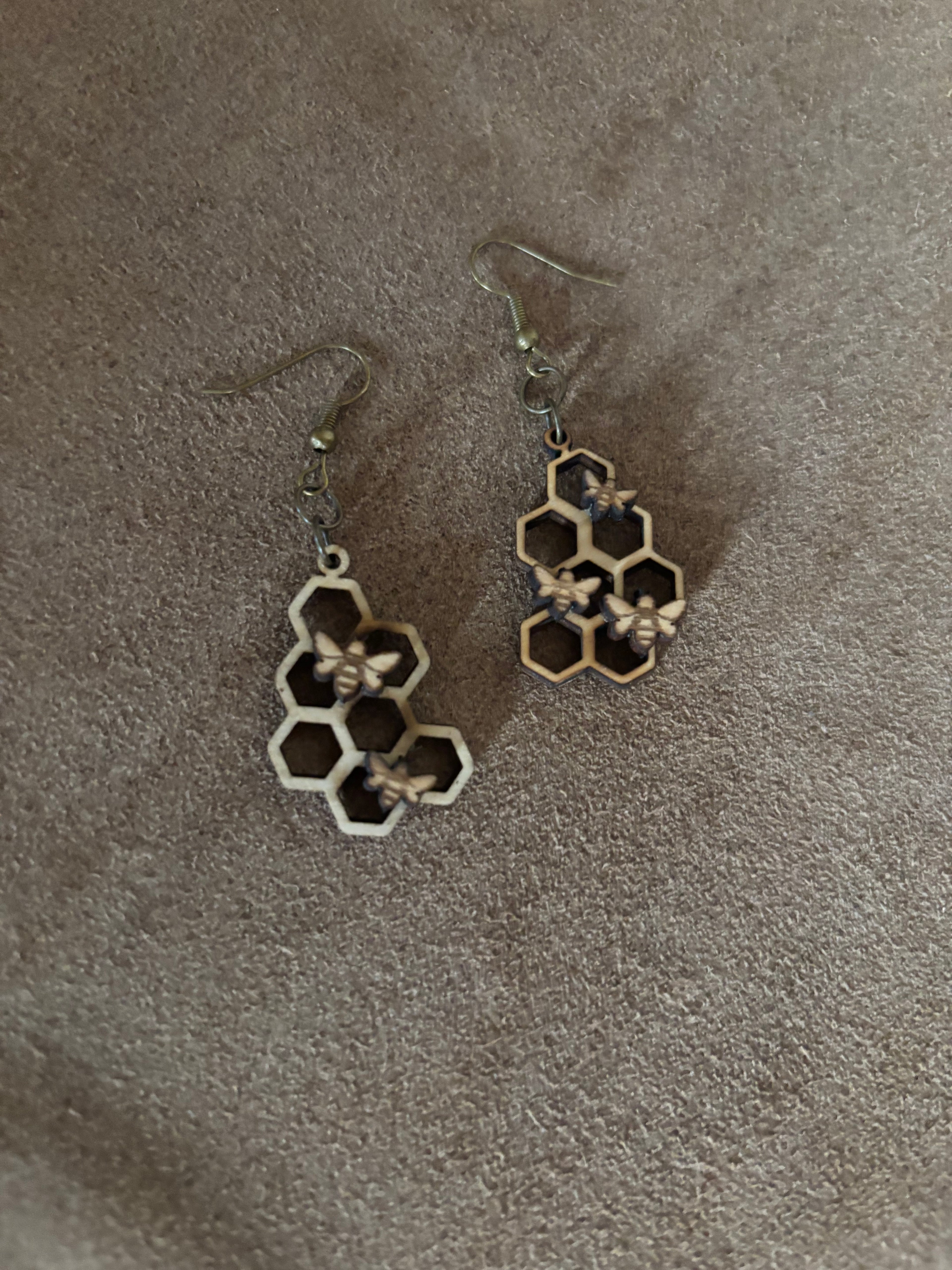 Honeycomb Bee Earrings – Laser Cut Wooden Earrings