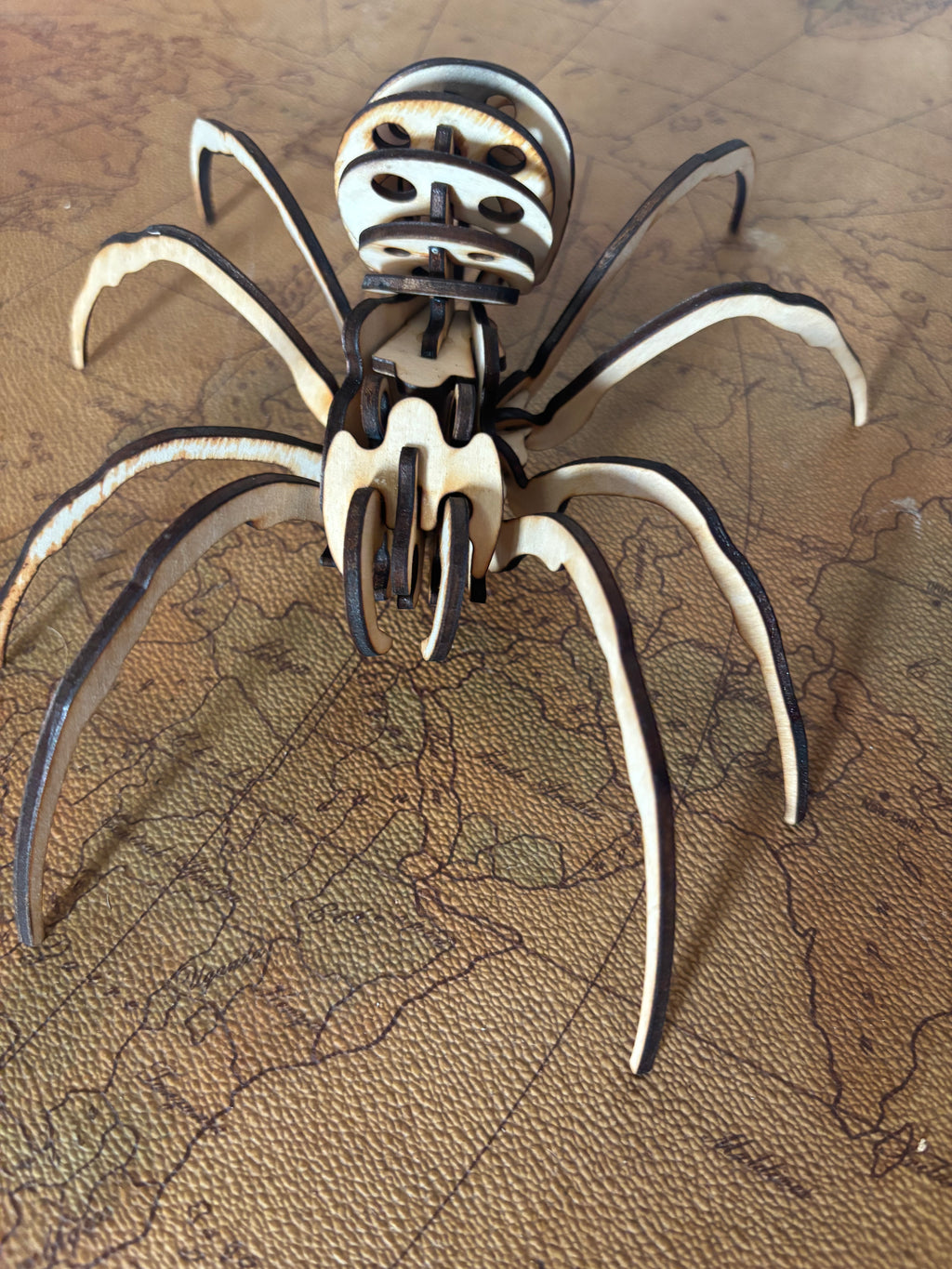 Laser-Cut Wooden Spider Puzzle – 3D Mechanical Style Model